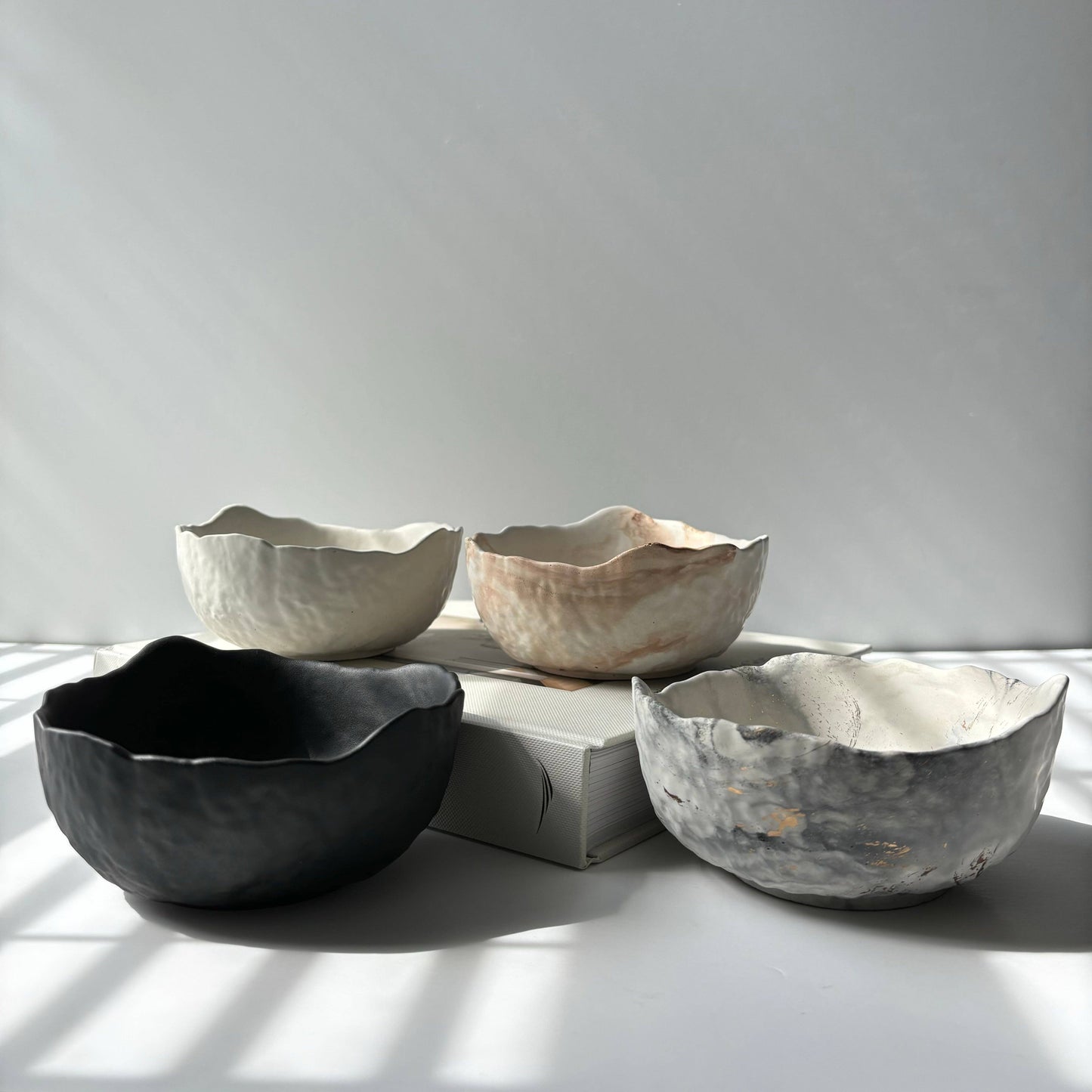Daso Textured Bowl: Black Fusion Marble