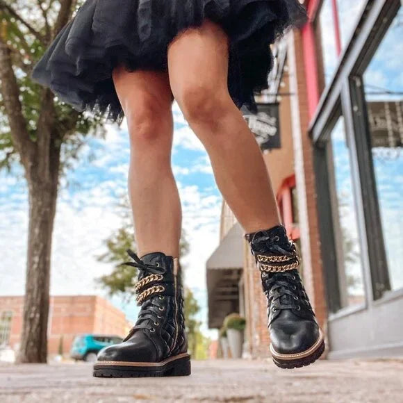 Vintage Havana Double Chain Combat Boot