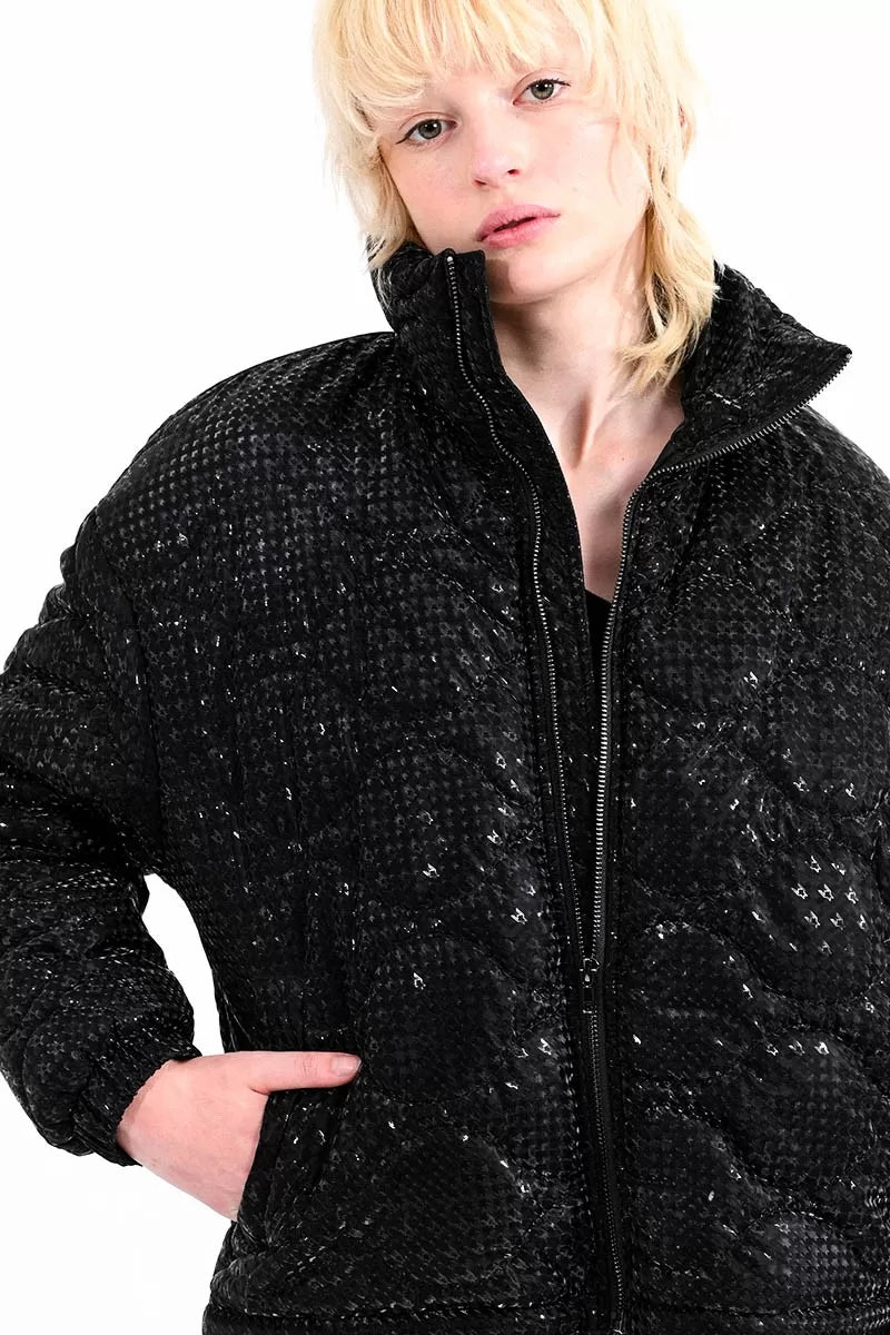 Black Textured Puffer