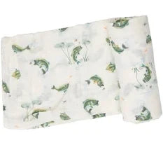 Angel Dear Swaddle Blanket Bass on Cream