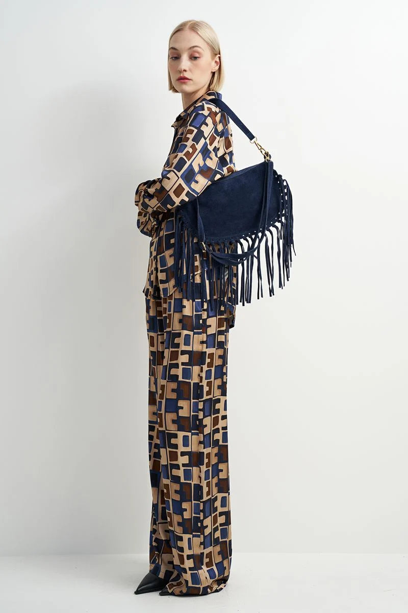 Astrid Fringe Bag - Navy