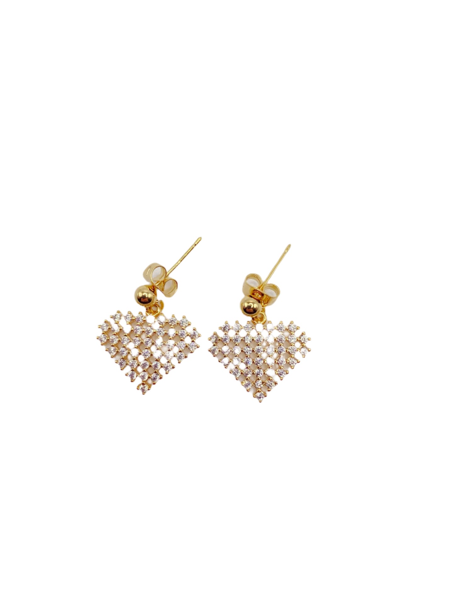 CZ Pave Heart Earrings
