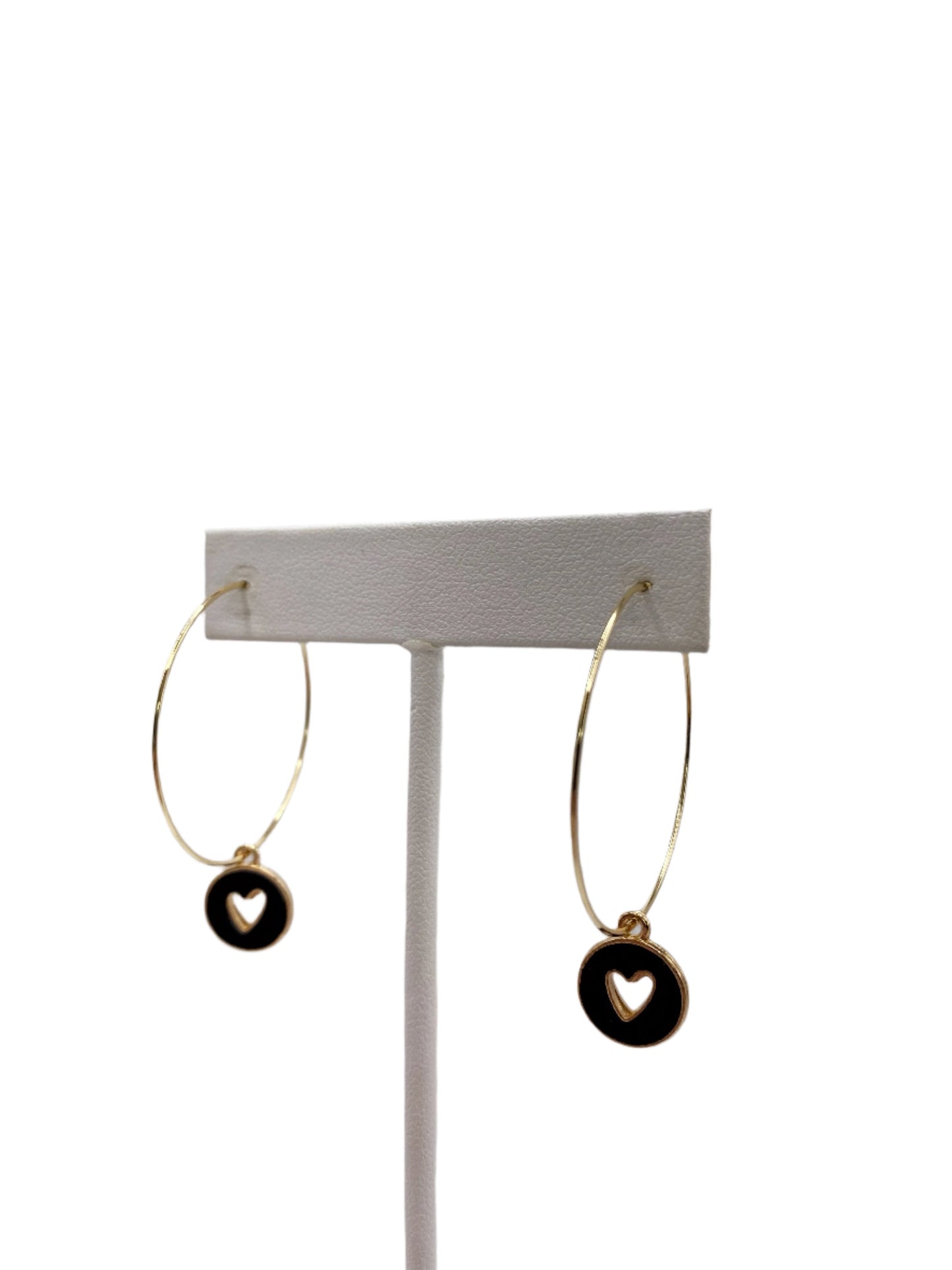 Enamel Heart Cut Out Hoops