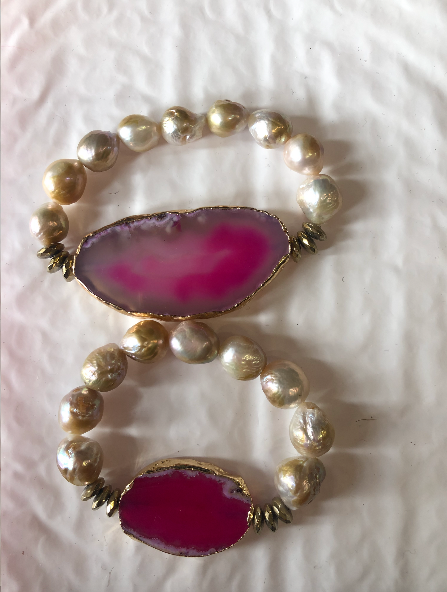Hot Pink Agate Statement Bracelet