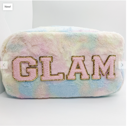 Large GLAM Rainbow Sherpa Pouch