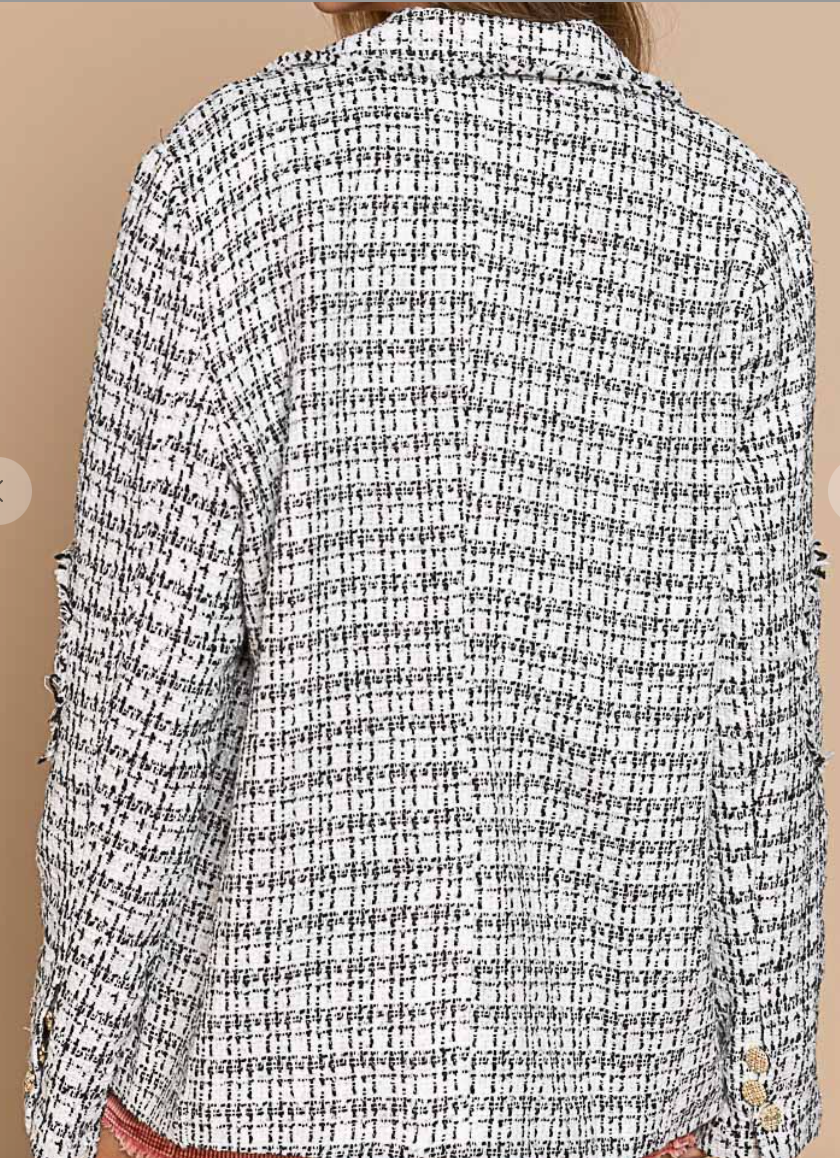 Woven Ivory and Black Blazer