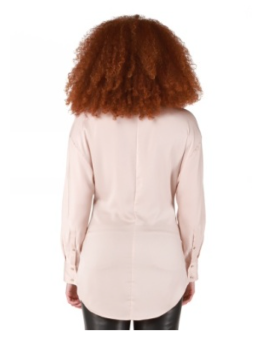 Antique Blush Longline Satin Blouse