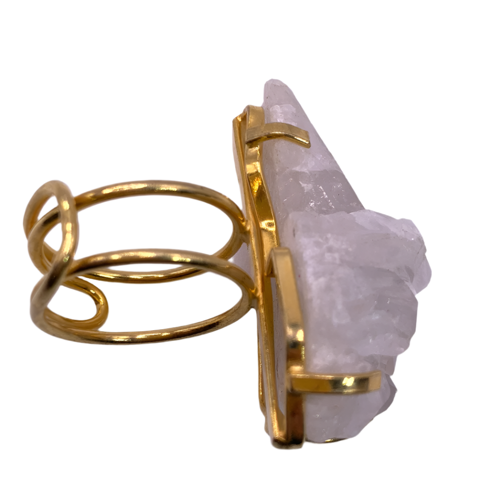 Irregular Shaped Crystal Quartz Ring