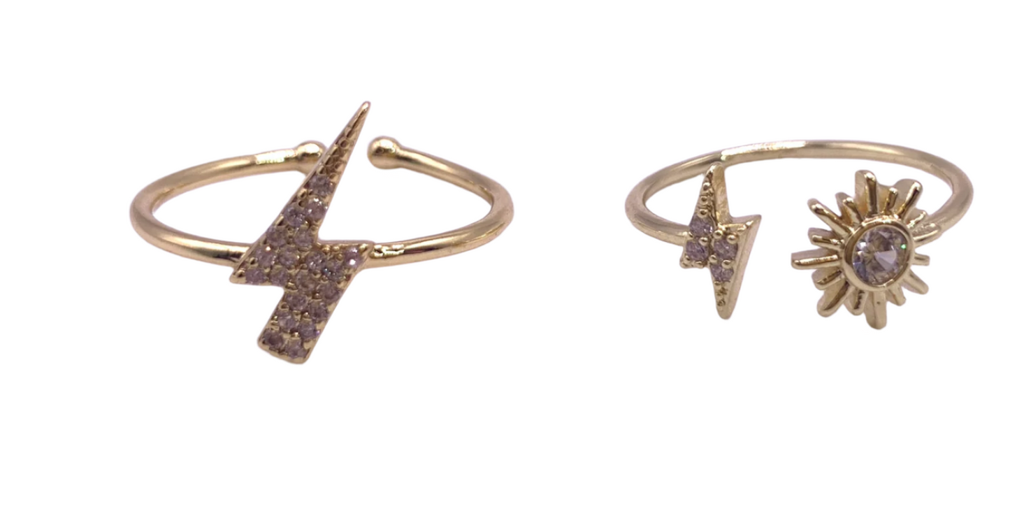 Dainty adjustable Lightning rings