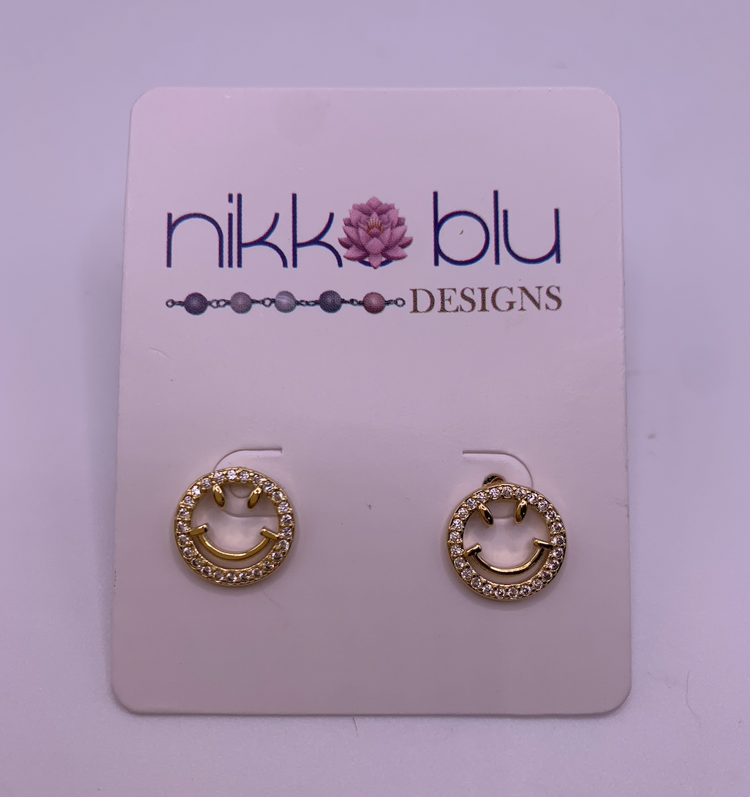 Open Smile CZ Stud Earrings