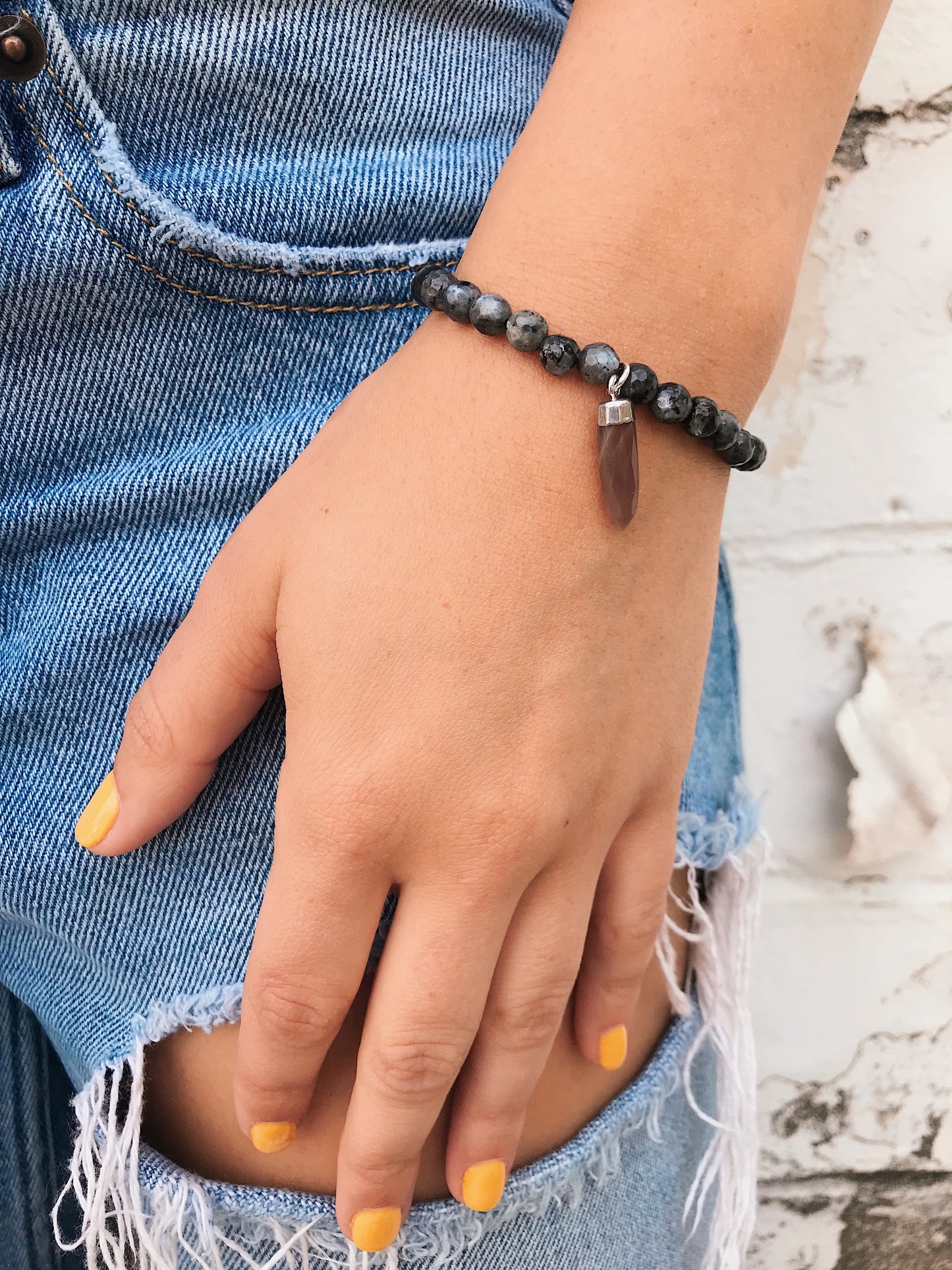 Opal Bracelet // Gemstone Spike Charm