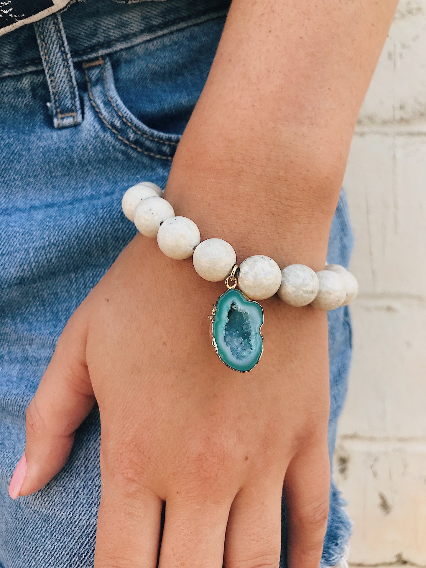 River Sediment Bracelet // Druzy Charm
