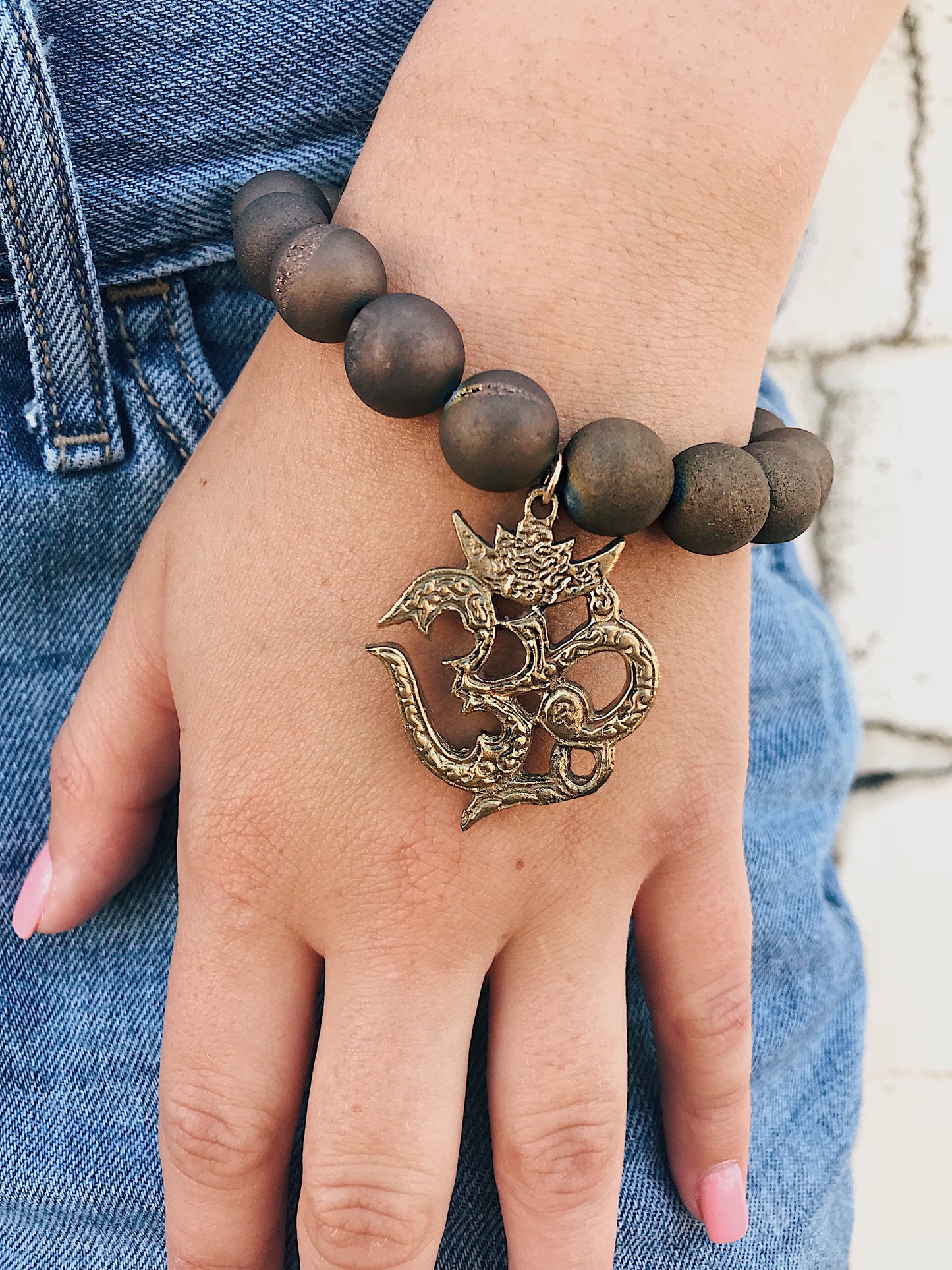 Druzy Bracelet // Om Charm