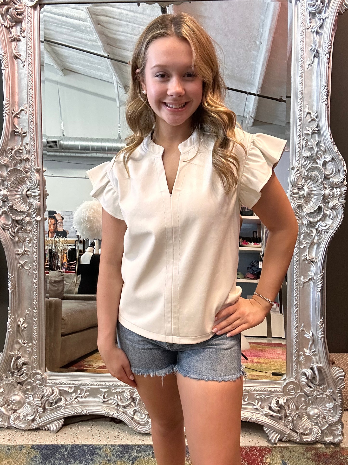 Vegan Leather Ruffle Sleeve