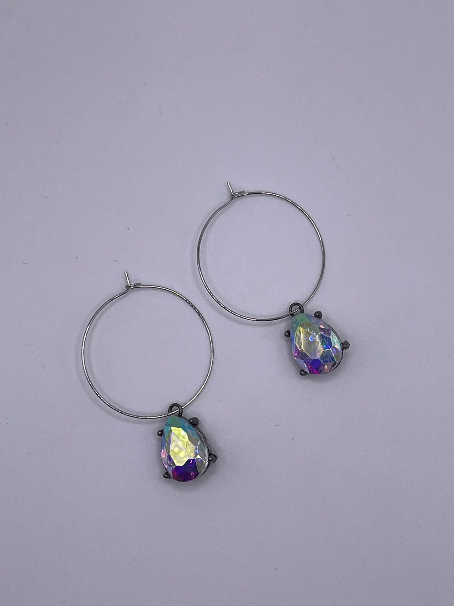Gold/Silver Hoop Tear Drop Crystal Earrings