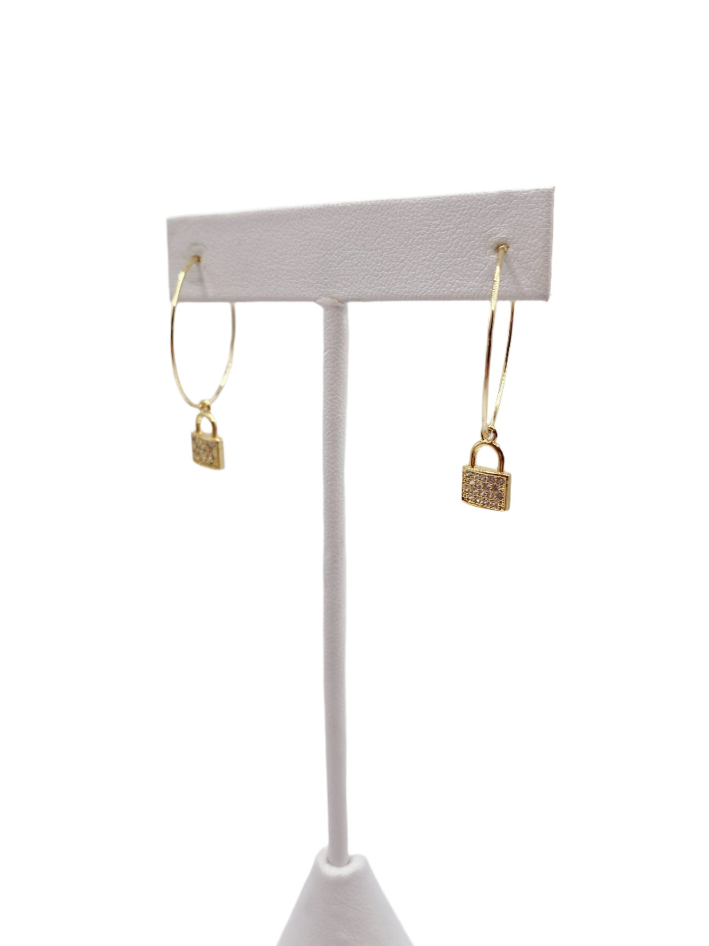 Charmed Hoop CZ Padlock Earrings