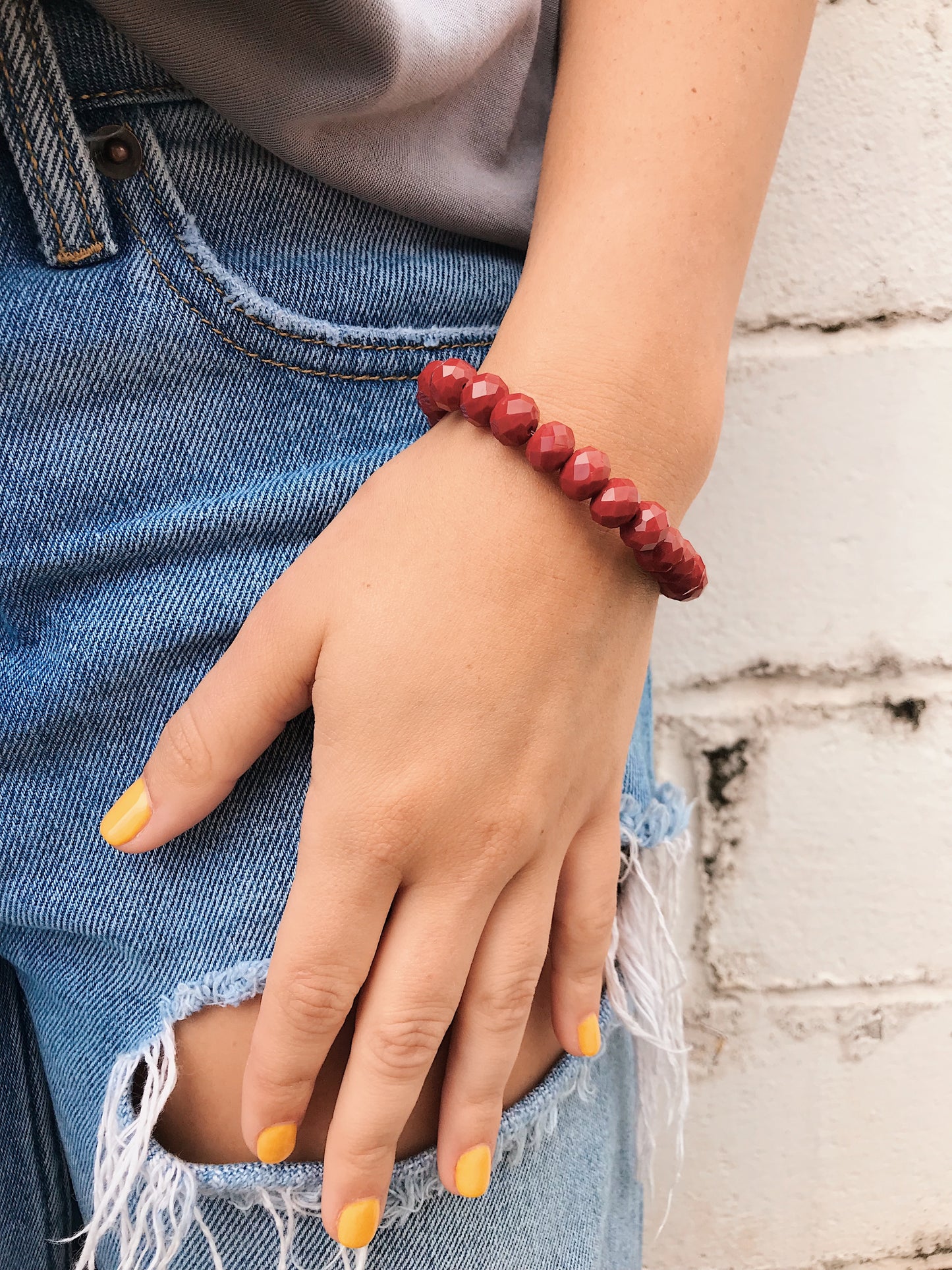 Cherry Red Crystal Bracelet // Large