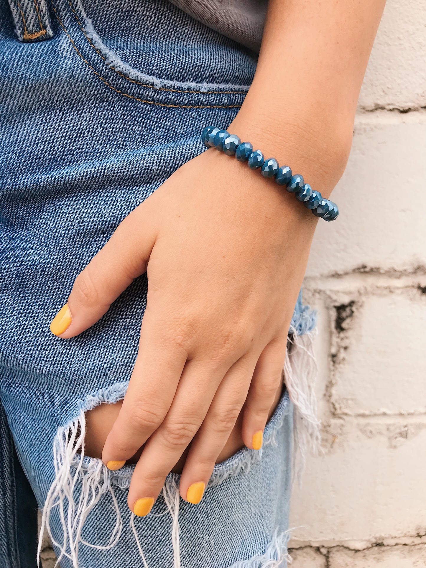 Denim Blue Crystal Bracelet // Medium