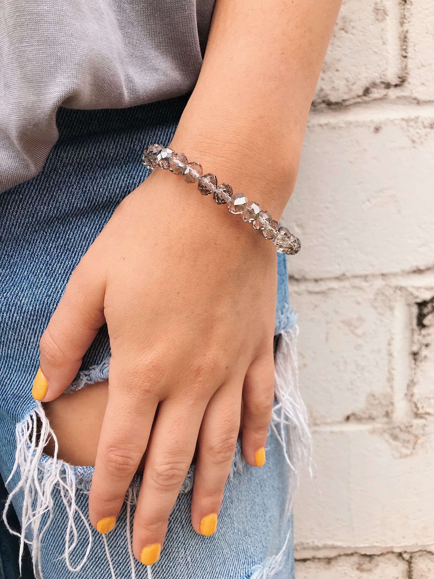 Smoke Grey Crystal Bracelet // Medium
