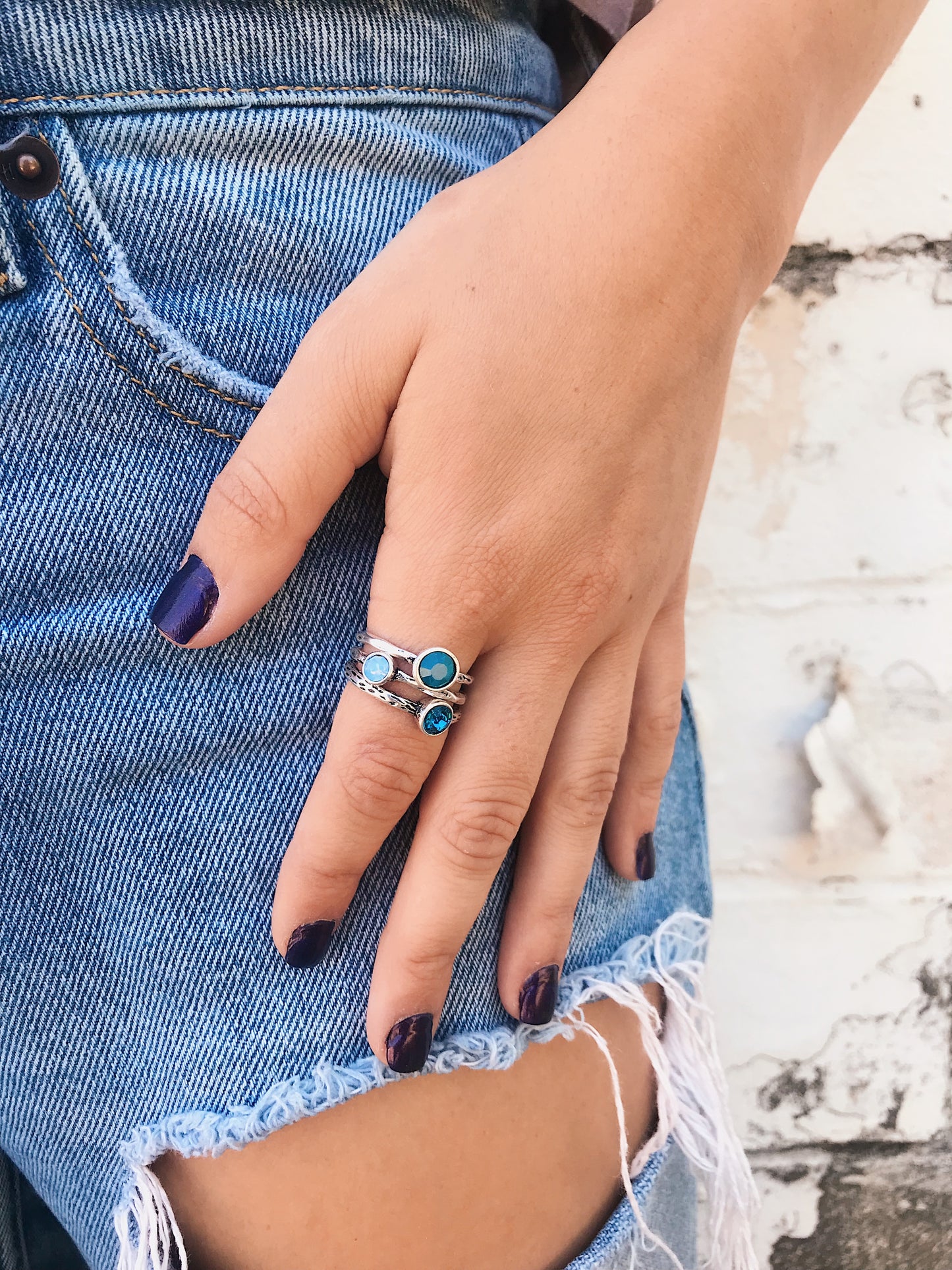Dainty Rings // Triple Gemstone