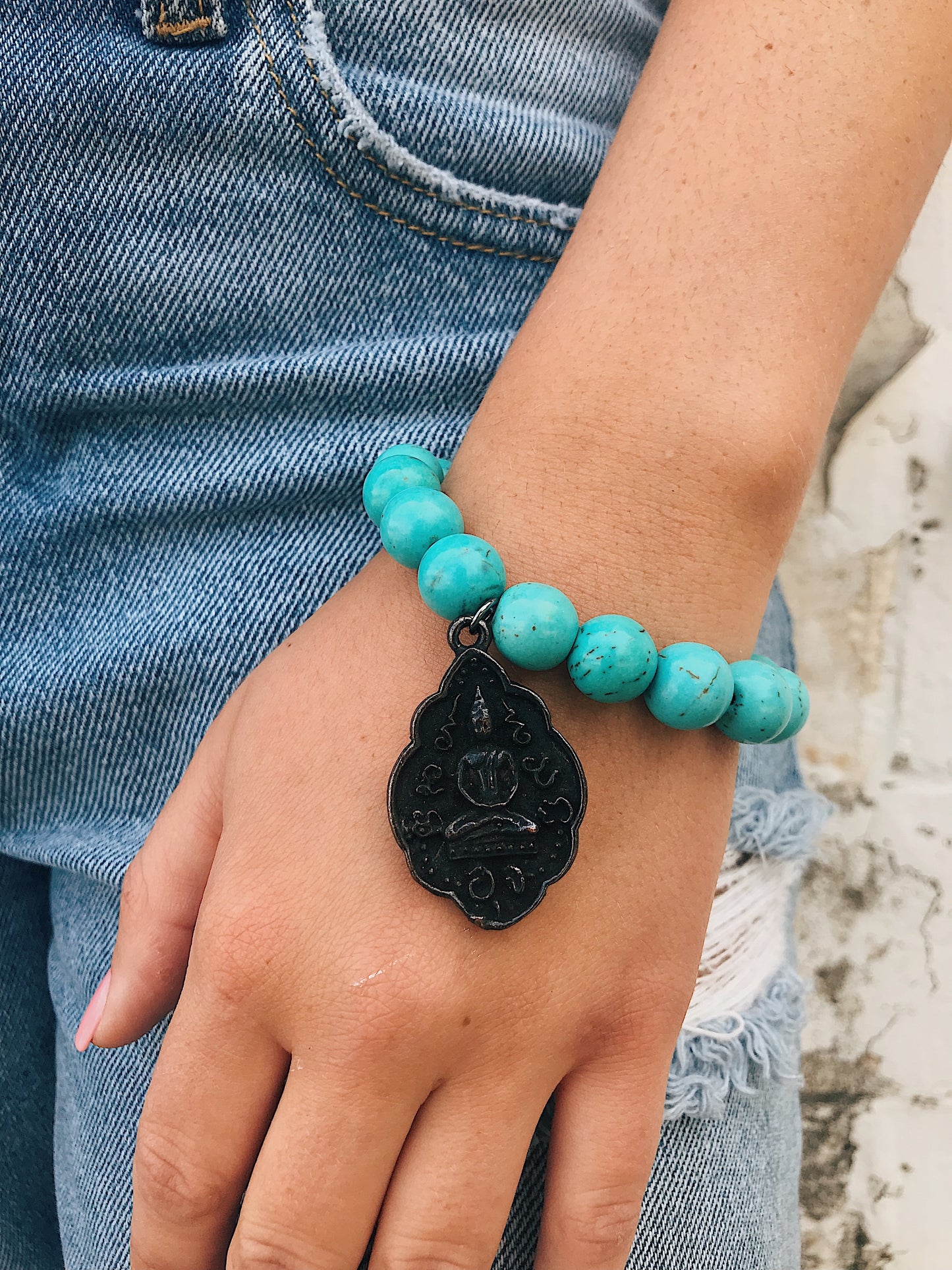 Various Gemstone Bracelet // Buddha Charm