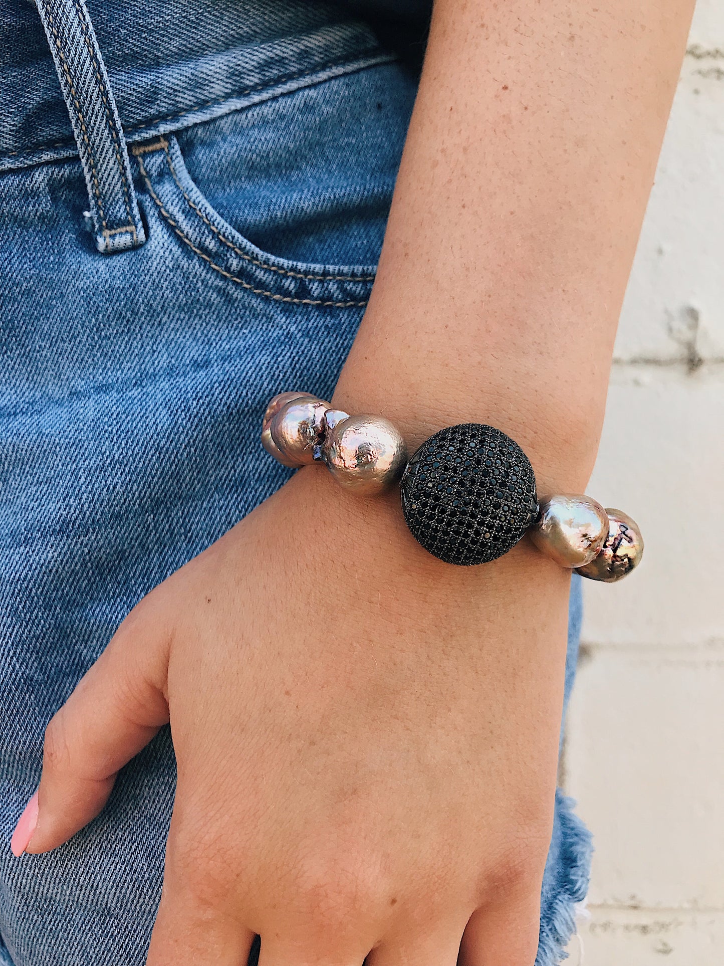 Baroque Pearl Bracelet // CZ Connecto