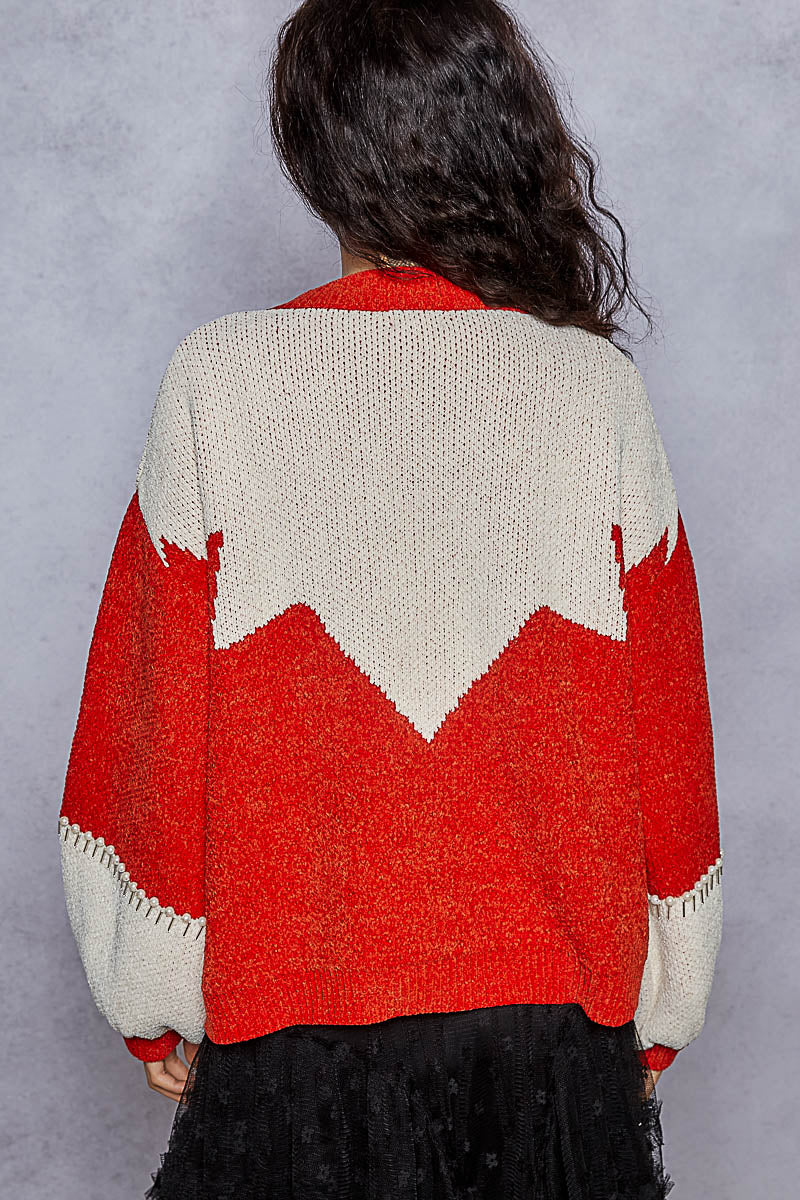 Red and Cream POL Sweater