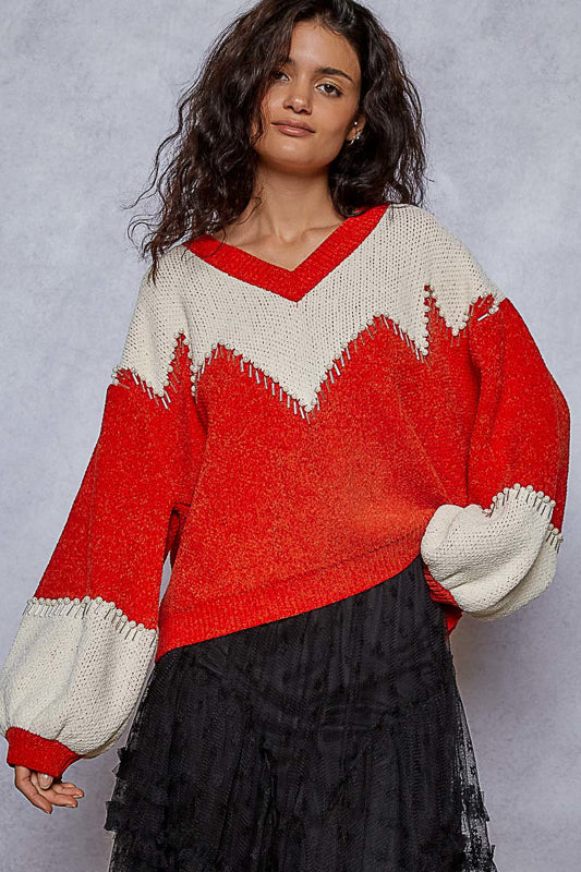 Red and Cream POL Sweater