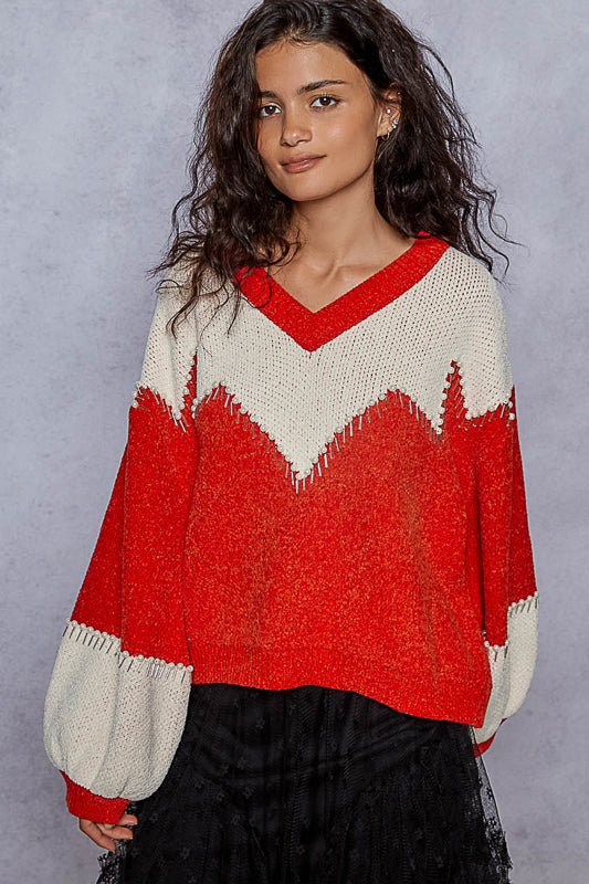 Red and Cream POL Sweater