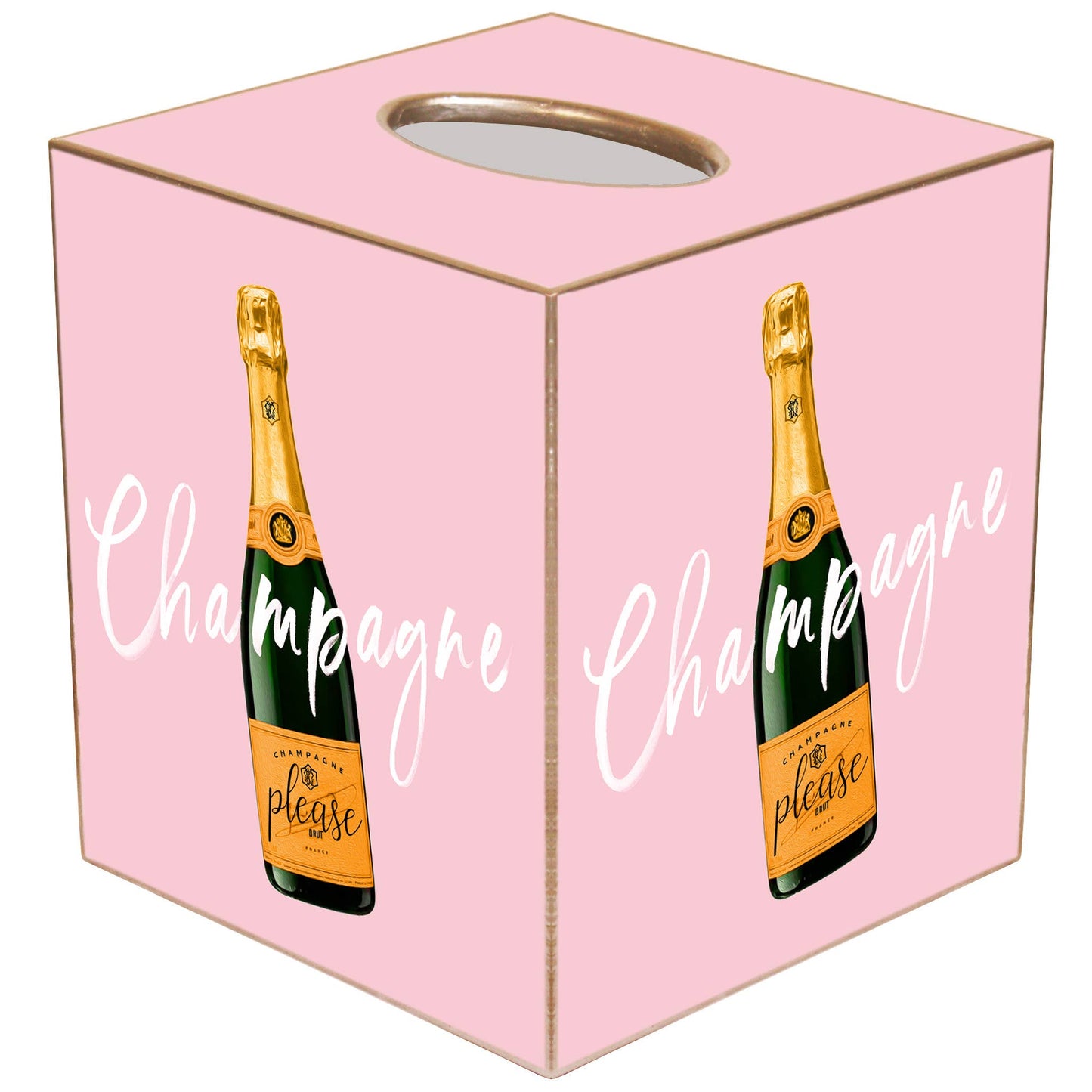 Champagne Please Tissue Box Cover: White