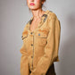 Western Buckle Denim Jacket: WASHED CAMEL