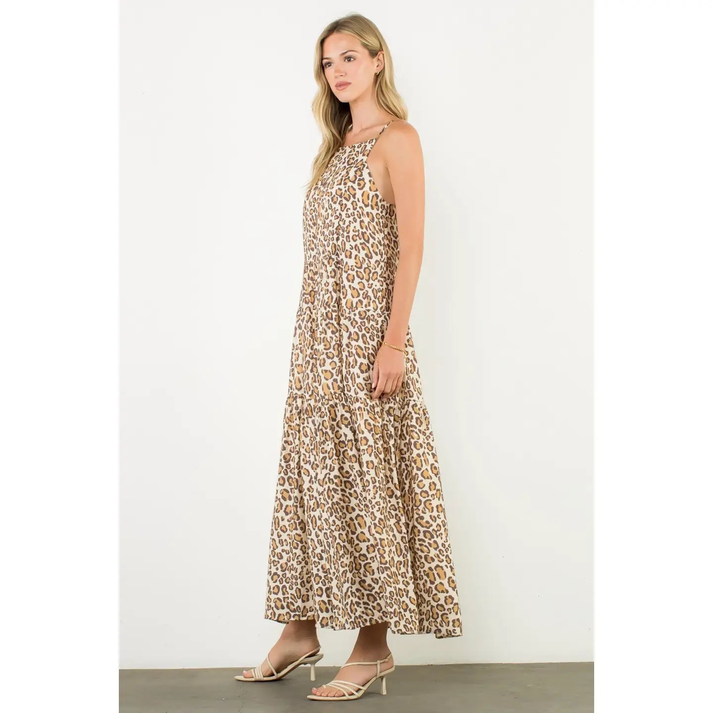 Strap Leopard Print Maxi Dress