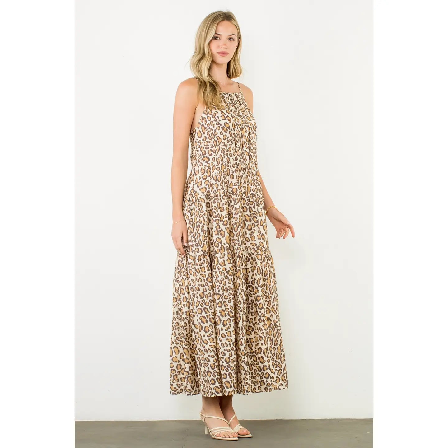 Strap Leopard Print Maxi Dress
