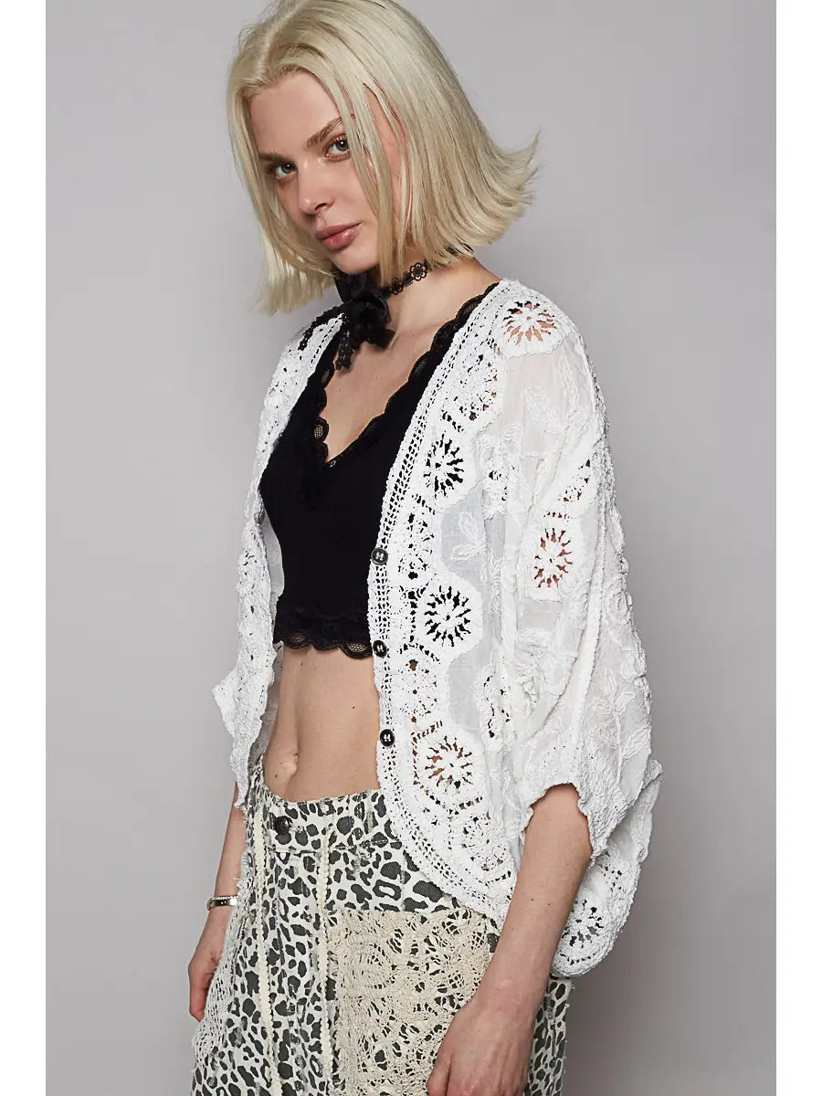 Crochet Woven Cardigan Top