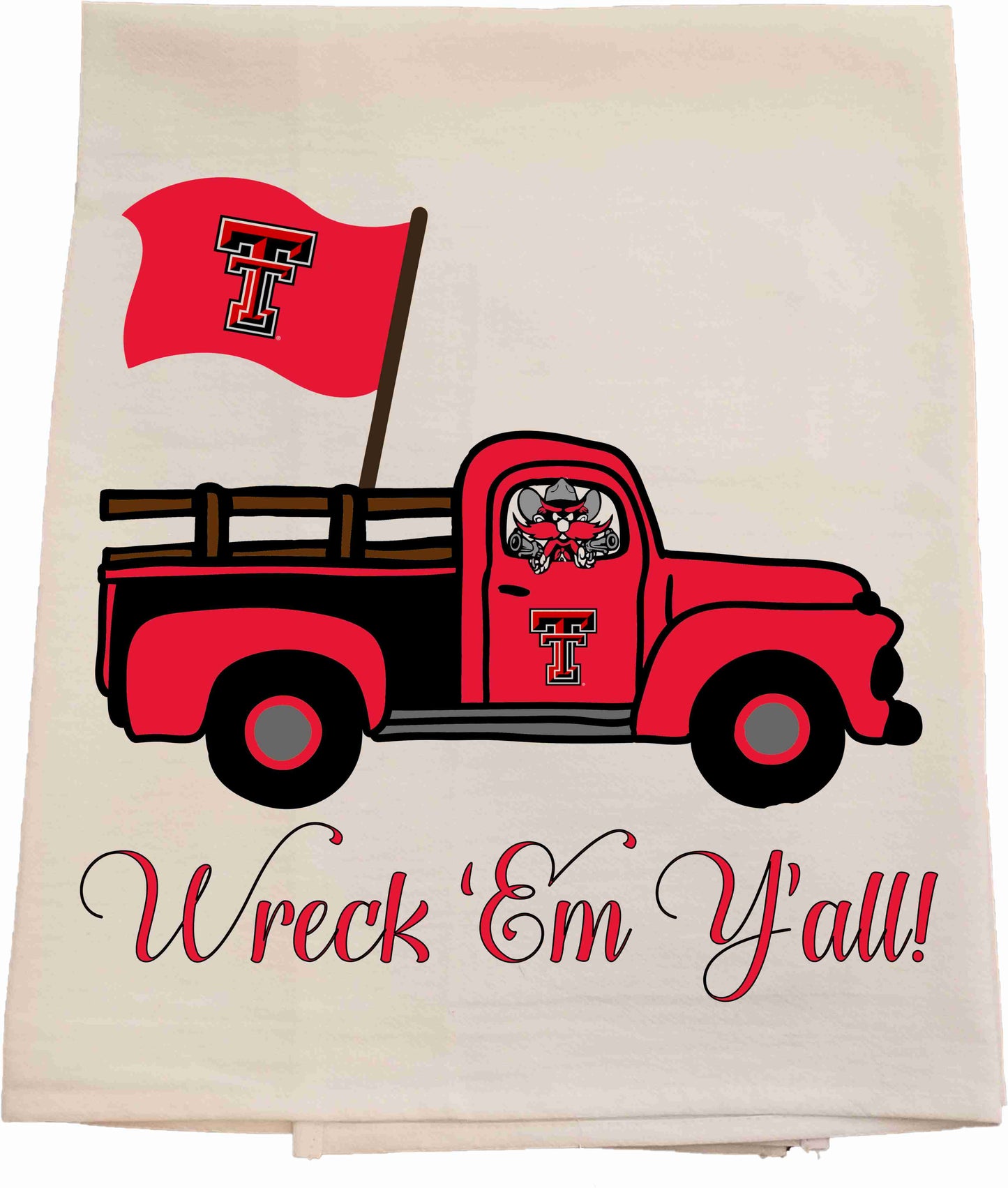 Texas Tech Flag Truck Tea Towel