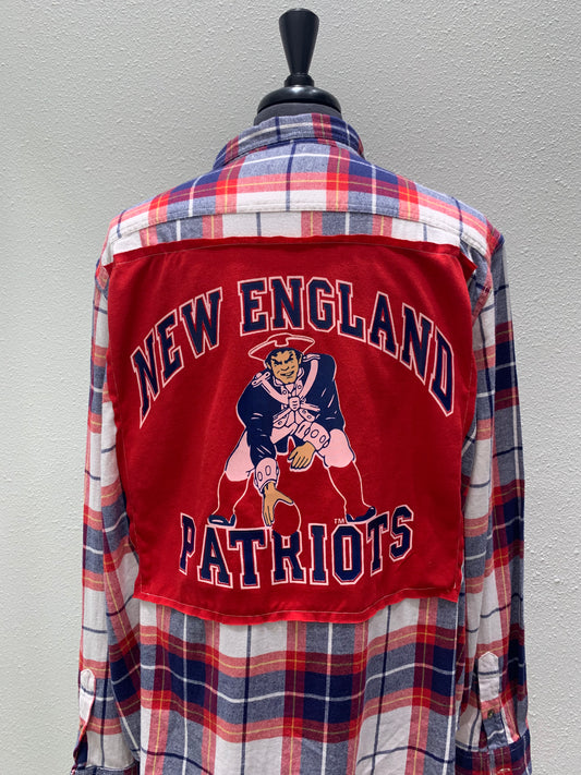 Vintage Repurposed New England Patriots Flannel