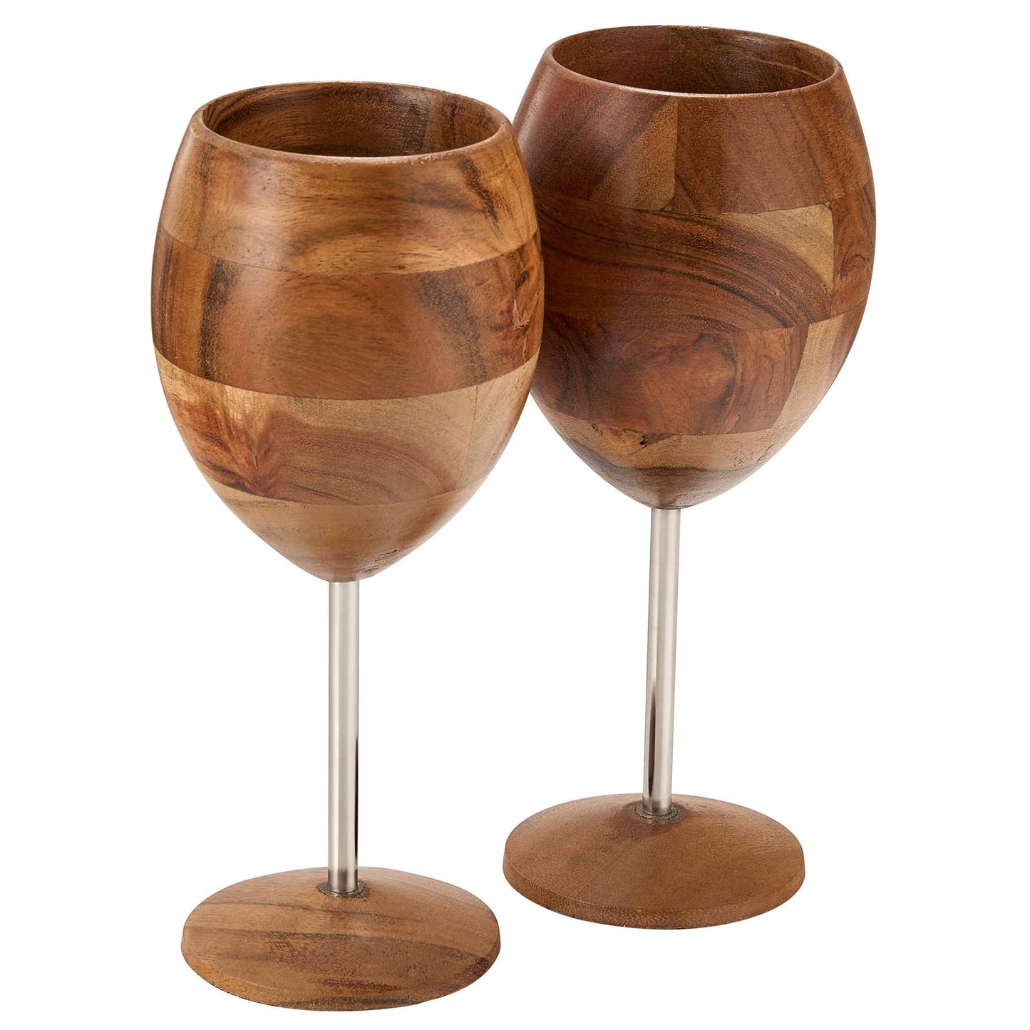 Dark Acacia Wooden Wine Glasses