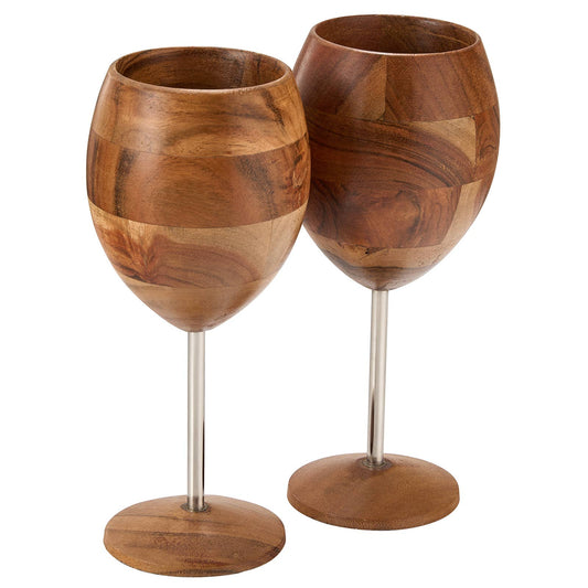 Dark Acacia Wooden Wine Glasses