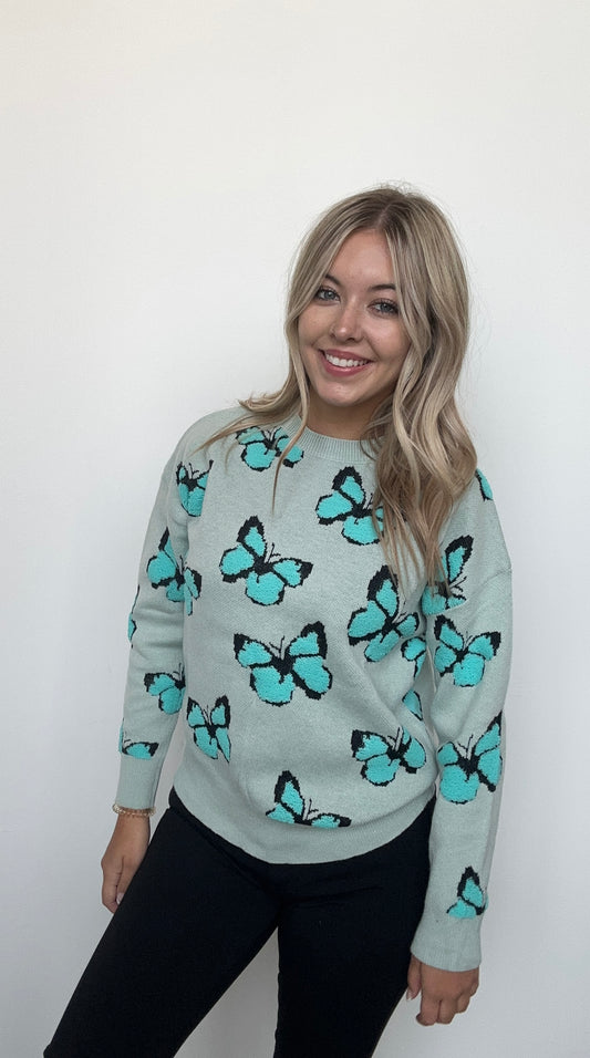 Butterfly sweater: Teal