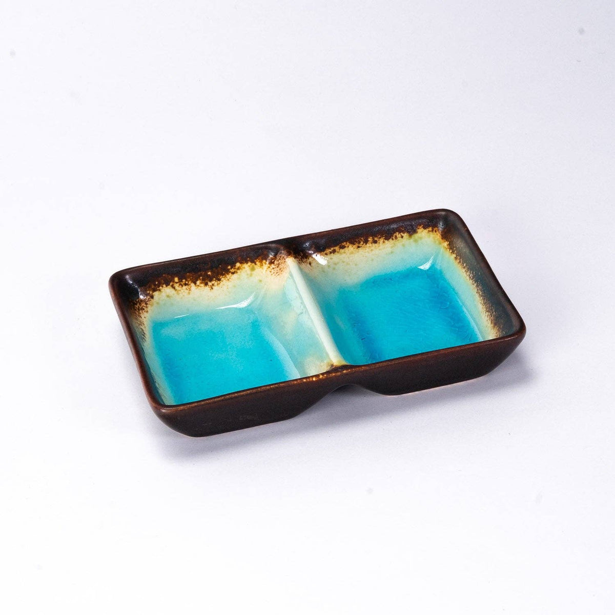 Aozora Kannyu Porcelain Divided Rectangle Sauce Dish (4 oz)