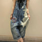 Luxury Denim Bleached Overall Jumpsuit