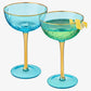 Vintage Art Deco Coupe Glasses | Set of 2 | Blue