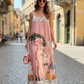 Italian Maxi Dress - BARBIE PINK – Watercolour print, Made in Italy, Polyester: One size