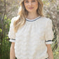 Short Puff Sleeve with Stripe Trim