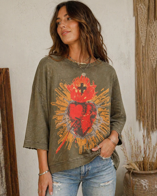 Jaded Gypsy Clothing Dance With The Moon Sweatshirt Olive Sacred Heart