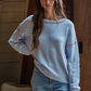 Light Blue with Contrast Stitch Sweater