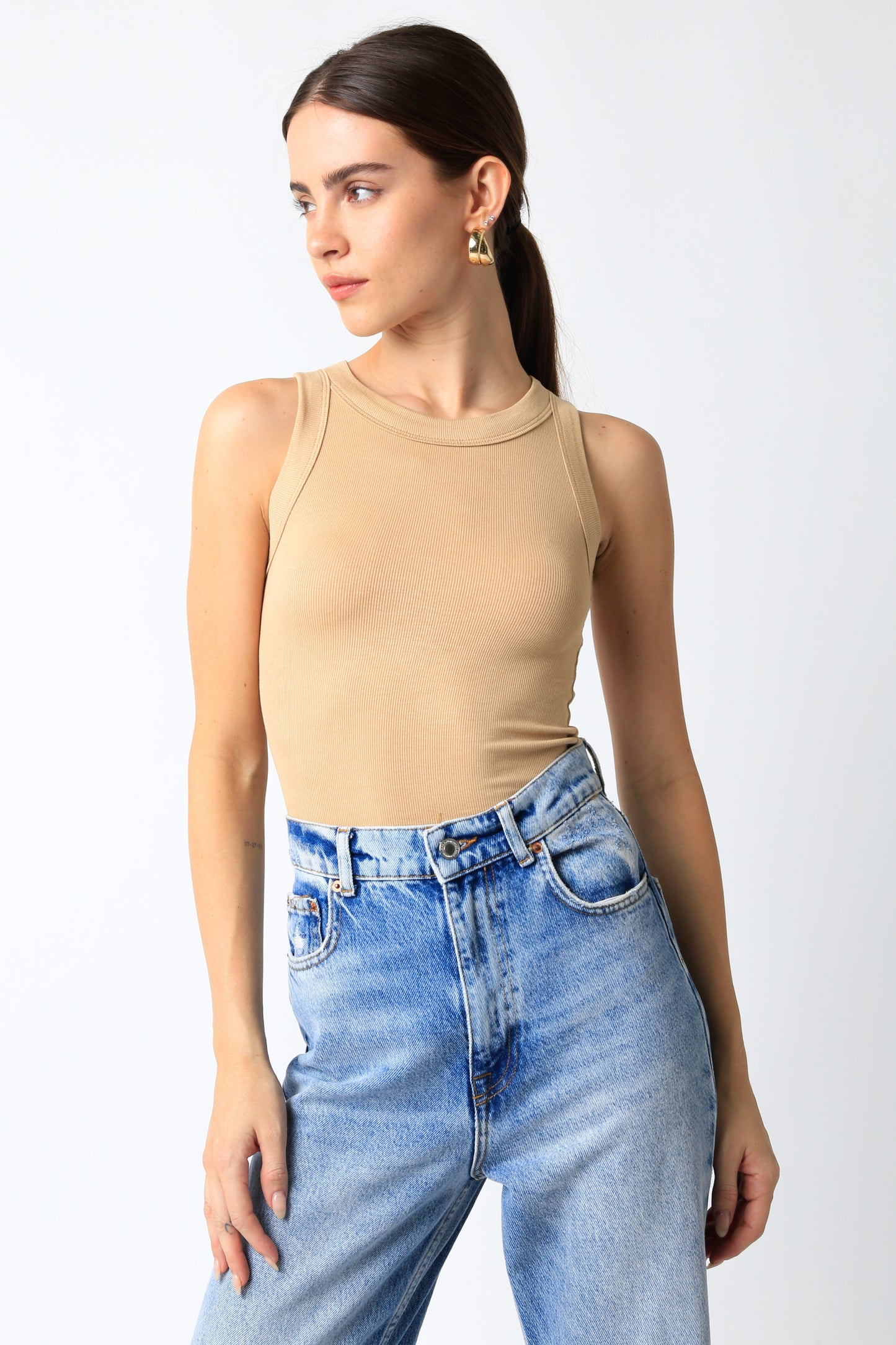 Ribbed Fitted Scoop Neck Tank