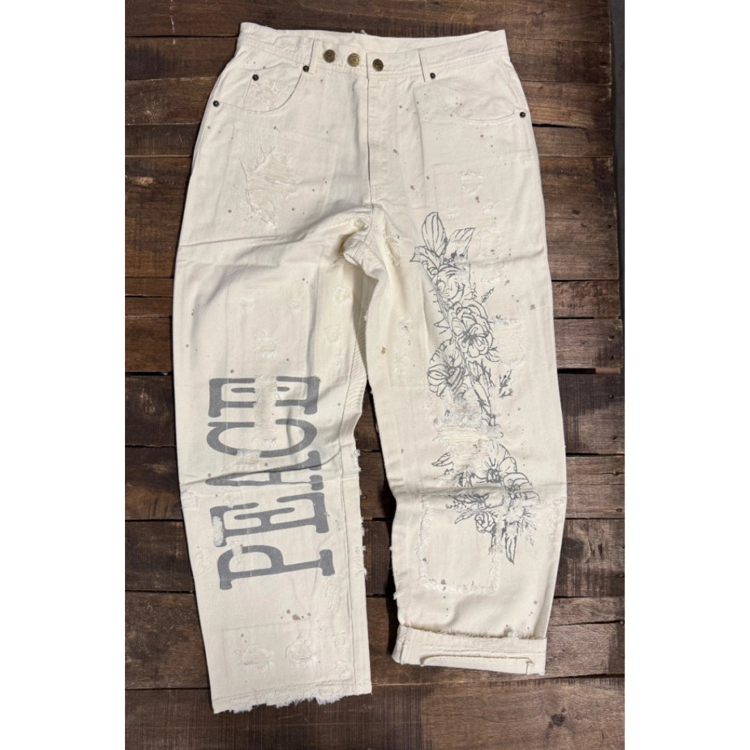 Peace and Love Jeans Parchment