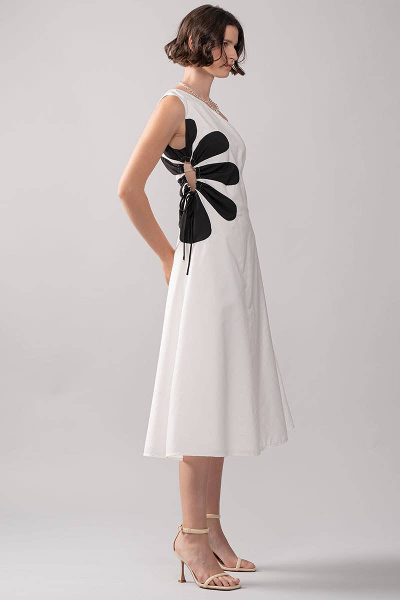 Floral Applique One Shoulder Lace Up