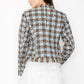 Fringed Plaid Check Tweed Jacket